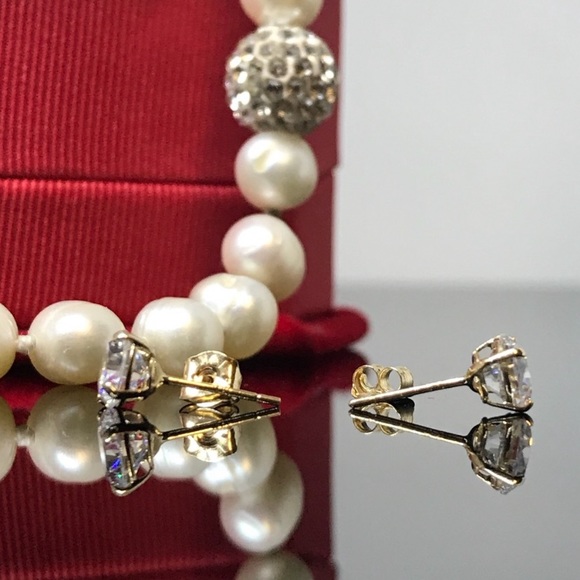 14k solid gold lab created 1ct diamond earrings - Picture 4 of 8